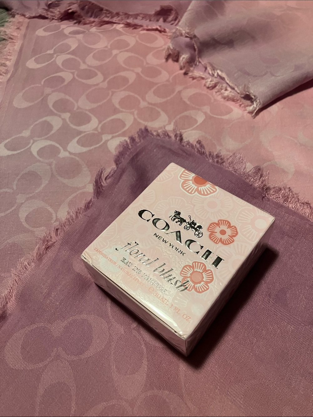 Coach. Sealed bottle of Floral Blush PLUS gently loved Coach Scarf.What a Combo!